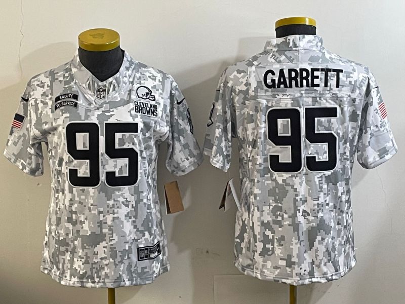 Youth Cleveland Browns 95 Garrett Nike Arctic Camo 2024 Salute to Service Limited NFL Jersey